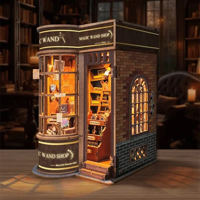 Diy Wooden Book Nook Kit Shelf Insert - Zestawy do samodzielnego montażu drewnianych modeli