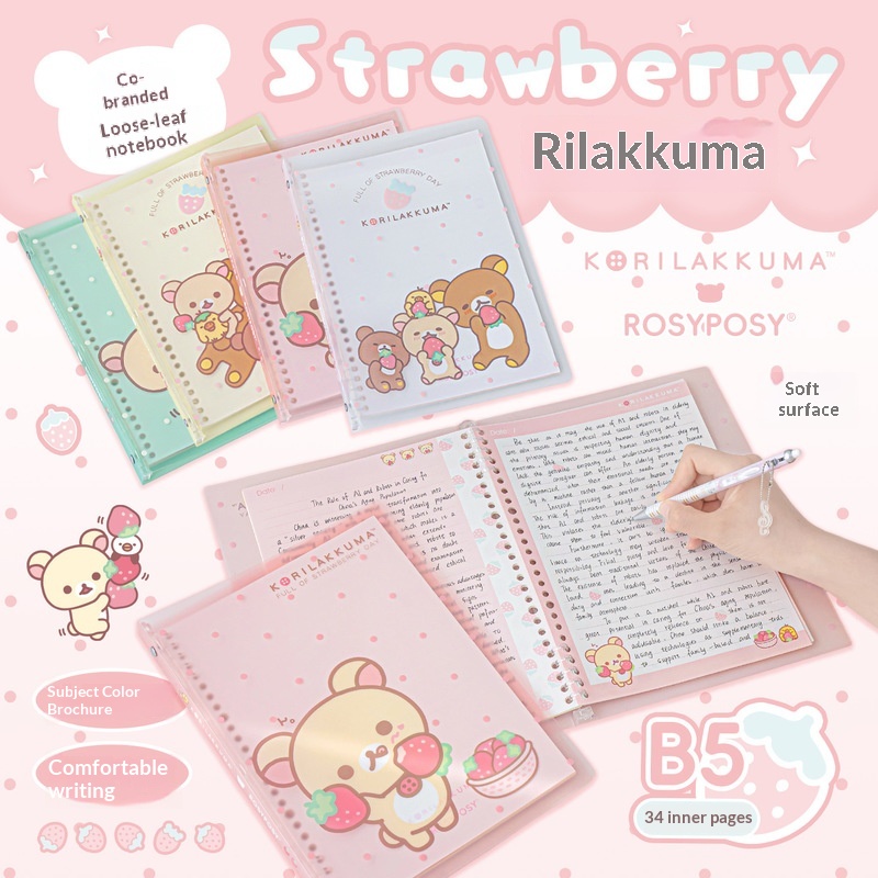 Blank Sheet Music Notebook - Rosyposy Korilakkuma Strawberry B5 Notatnik z