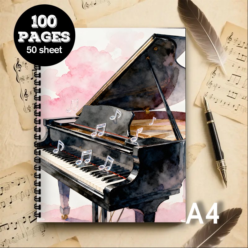 Blank Sheet Music Notebook - Notatnik muzyczny formatu A4, wielofunkcyjna książka